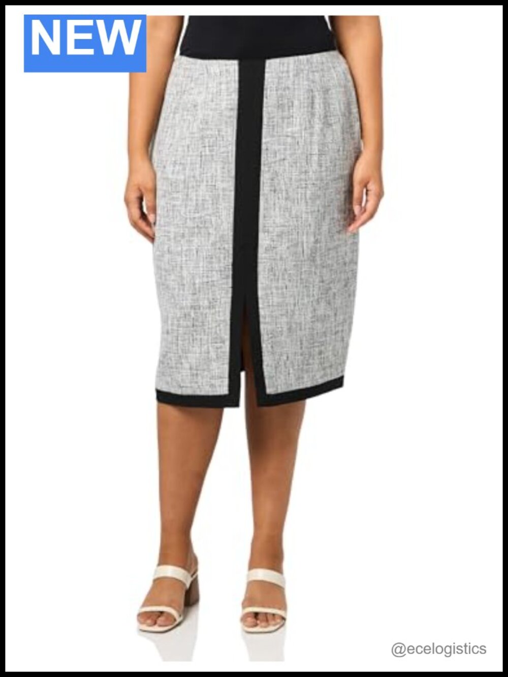 Kasper Seamed Colorblocked Skimmer Skirt CF Slit Wear to Work